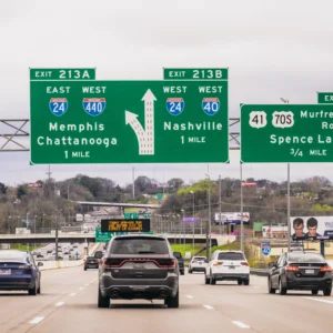 Busy traffic on a multi-lane highway